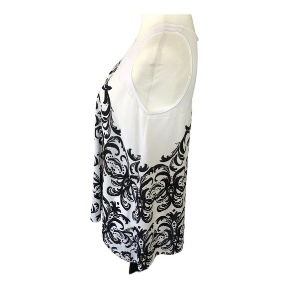 INC Sleeveless black and white sheer sleeveless flowy feminine tunic top Sz 4 - Picture 5 of 10